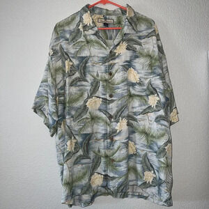 Tommy Bahama Shirt Men's Size XL Short Sleeve Button Up Hawaiian Silk Top